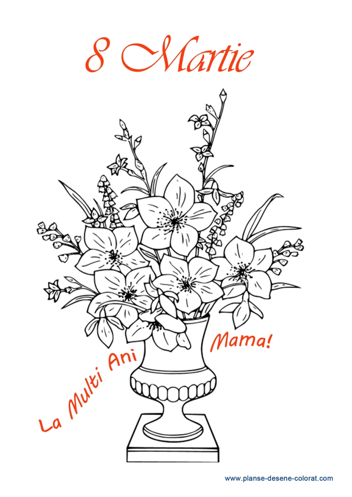 desene de colorat flori pentru mami